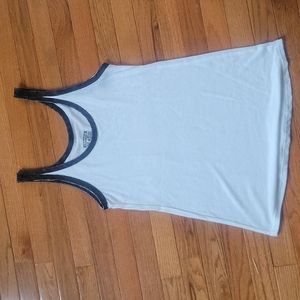 Light weight converse tank with embellished lace/netting trim